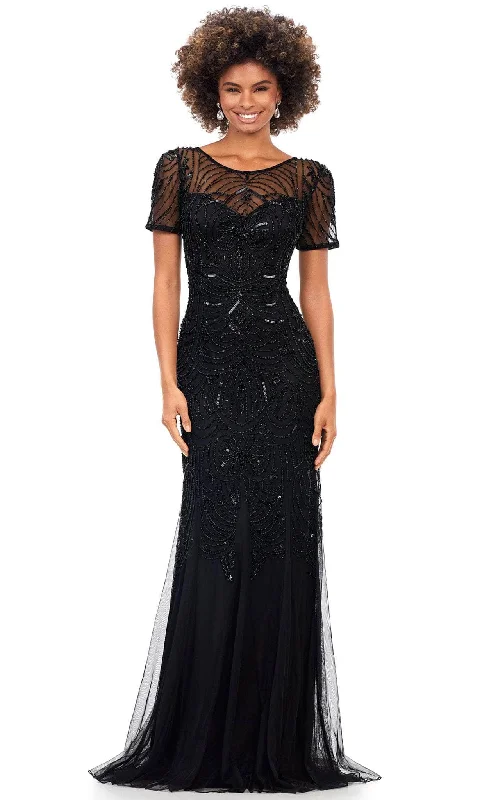 women's cold-shoulder dressesAshley Lauren 11215 - Embellished Short Sleeve Formal Gown