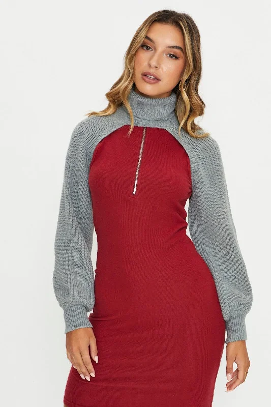 trendy women's topsGrey Jumper Roll Neck