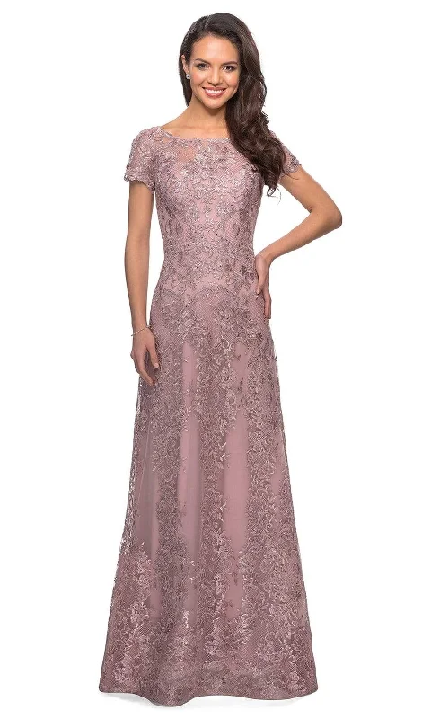 women's boho dressesLa Femme - A-Line Gown 27935SC