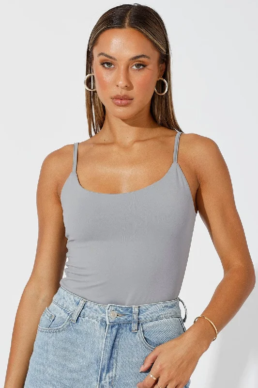 women's tops for those who want to stay on top of the latest fashion trends and wear pieces that are both stylish and on-trendGrey Singlet Bodysuit