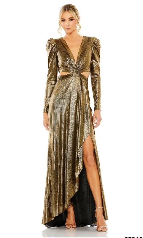 women's long-sleeved dressesMac Duggal 27060 - Metallic Sheath Gown