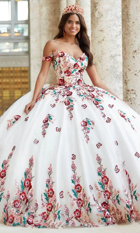 women's flutter-sleeved dressesQuinceanera Collection 26039 - Lovely Floral Appliqued Ballgown