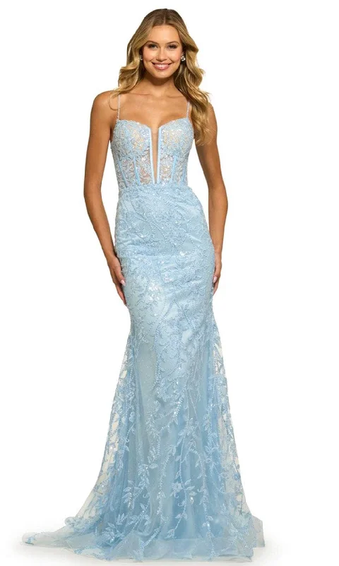 women's curve-hugging dressesSherri Hill 55526 - Lace-Up Back Gown