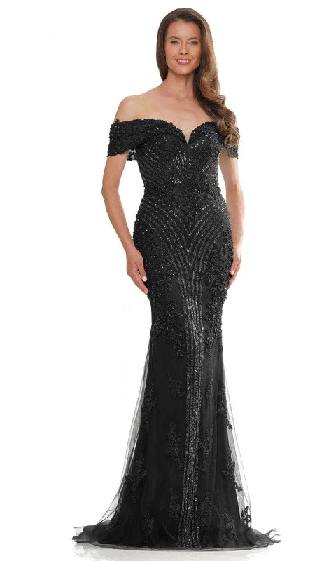 women's everyday dressesMarsoni by Colors MV1275-1 - Off-Shoulder Beaded Long Gown