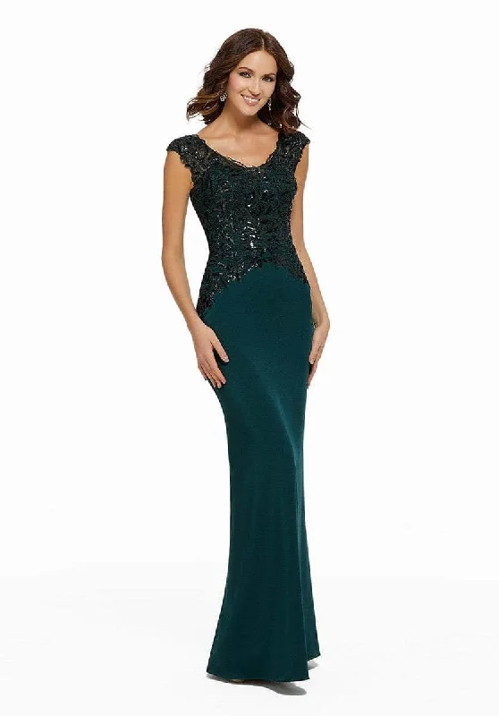 women's ethical fashion dressesMGNY by Mori Lee 72014SC - Embellished Lace Fitted Gown