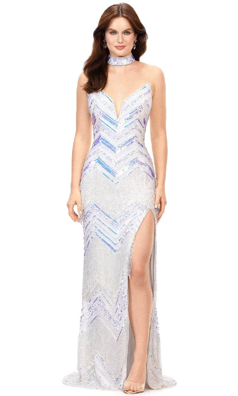 women's one-shoulder dressesAshley Lauren 11259 - Beaded Gown