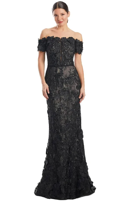 women's halter dressesAlexander by Daymor 1971S24 - Off Shoulder Lace Applique Gown