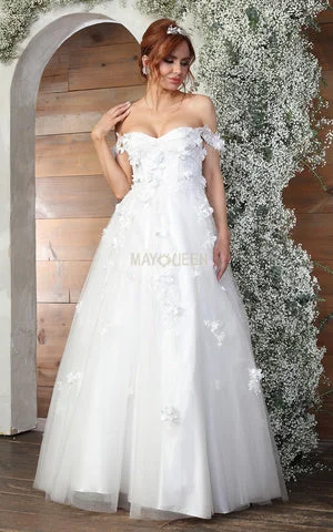 women's wrinkle-resistant dressesMay Queen RQ8034 - Appliqued Gown