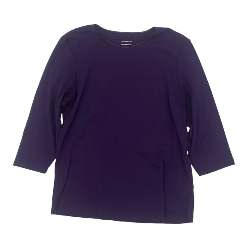 women's tops for cozy nights inTop Ls Basic By Christopher And Banks In Purple, Size:L