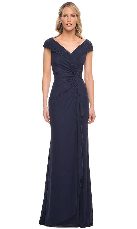 women's fashionable dressesLa Femme 29996SC - Short Sleeve Jersey Formal Gown