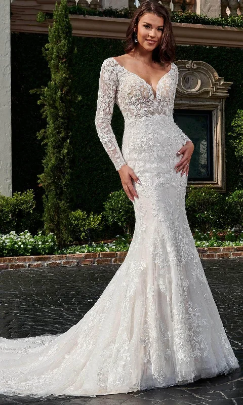 women's lace dressesRachel Allan Bridal Rb3162 - Long Sleeves Bridal Gown