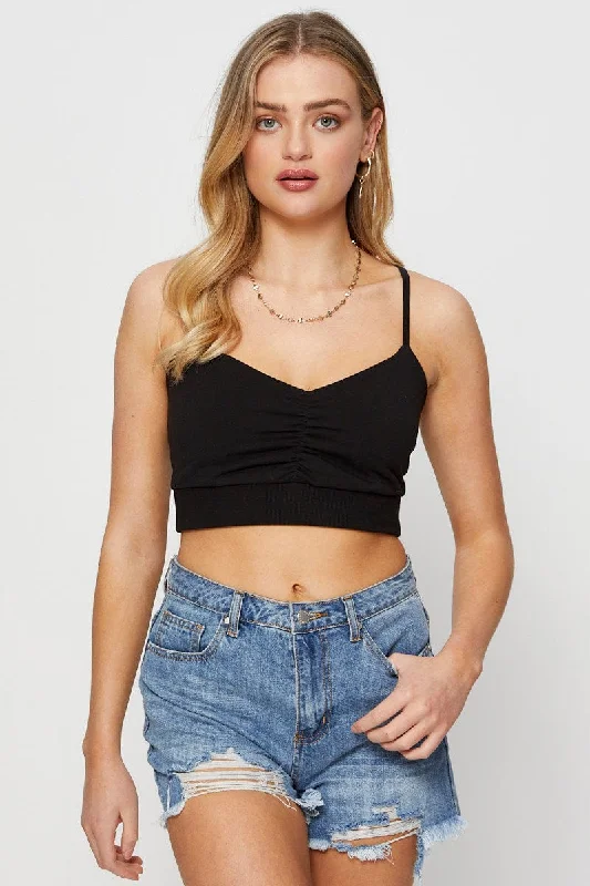 women's tops for bridal showers and baby showersBlack Singlet Bralette Crop