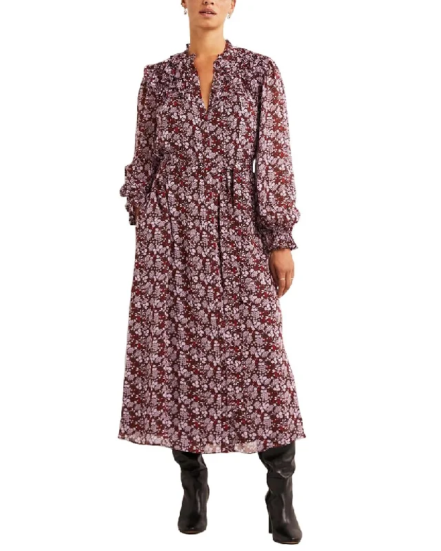 women's lightweight dressesBoden Ruffle Yoke Midi Shirt Dress