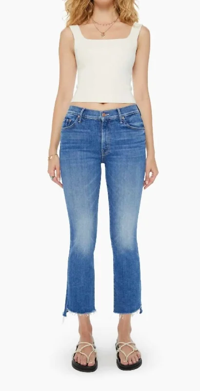 women's denim jeans with distressed hemsThe Insider Crop Step Fray Jeans In Different Strokes