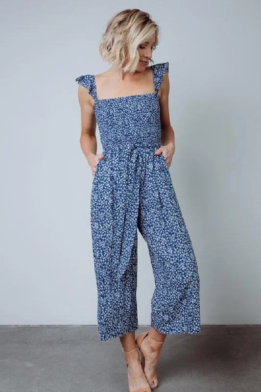 women's jumpsuits for yogaHadley Smocked Jumpsuit | Navy