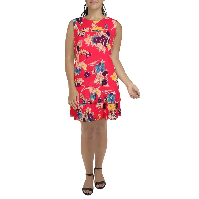 women's sheath dressesGeorgette Womens Floral Short Mini Dress