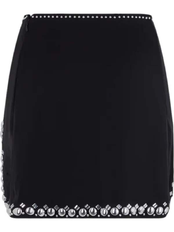 women's formal skirtsWomen's Satin Mini Skirt With Details In Black