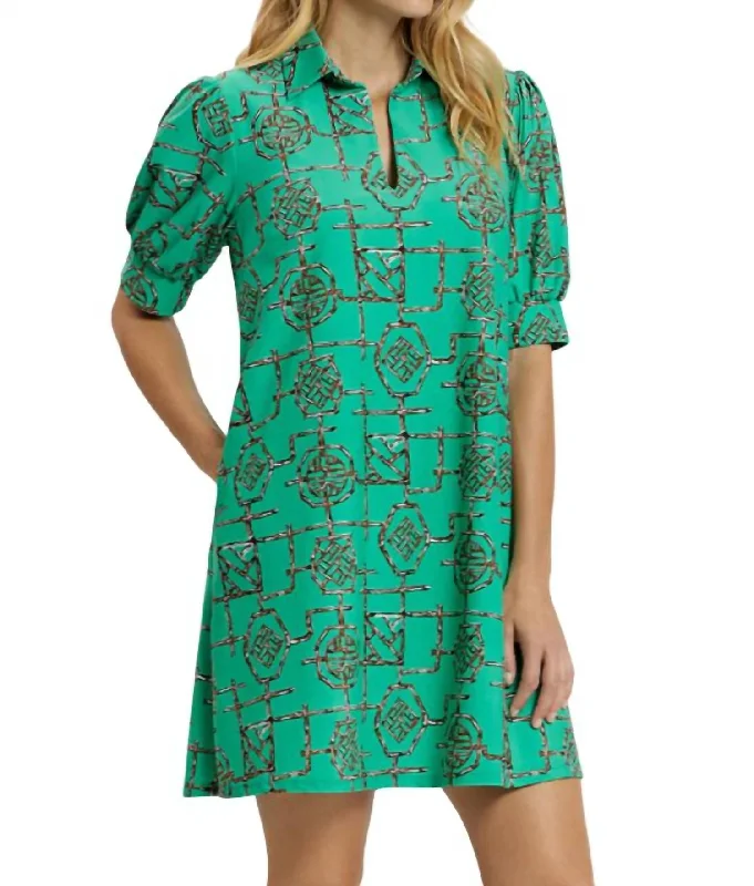 women's machine-washable dressesEmerson Mini Dress In Bamboo Green