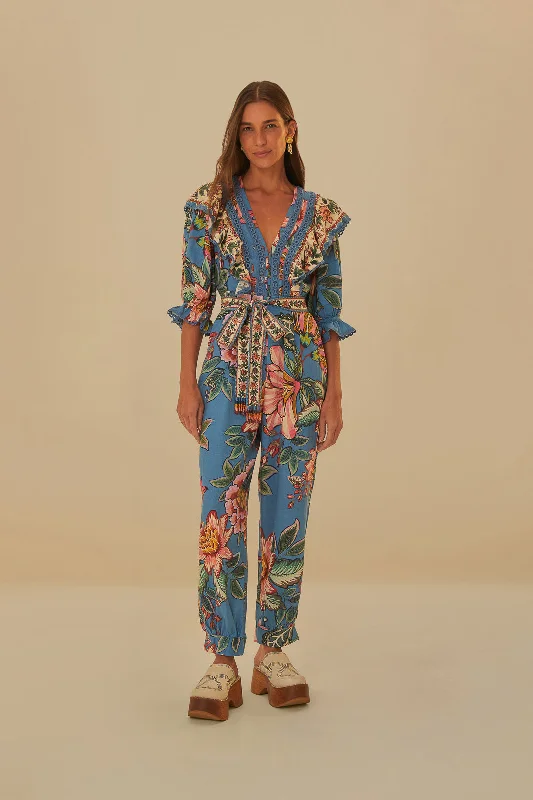 women's jumpsuits for hourglass figuresBlue Wonderful Bouquet Lenzing™ Ecovero™ Euroflax™ Jumpsuit