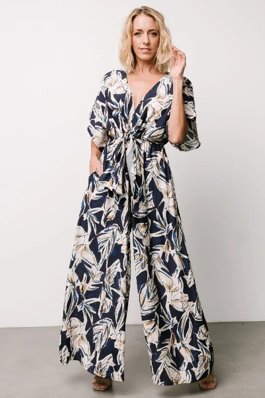 women's retro jumpsuitsGiada Wide Leg Jumpsuit | Navy + Off White