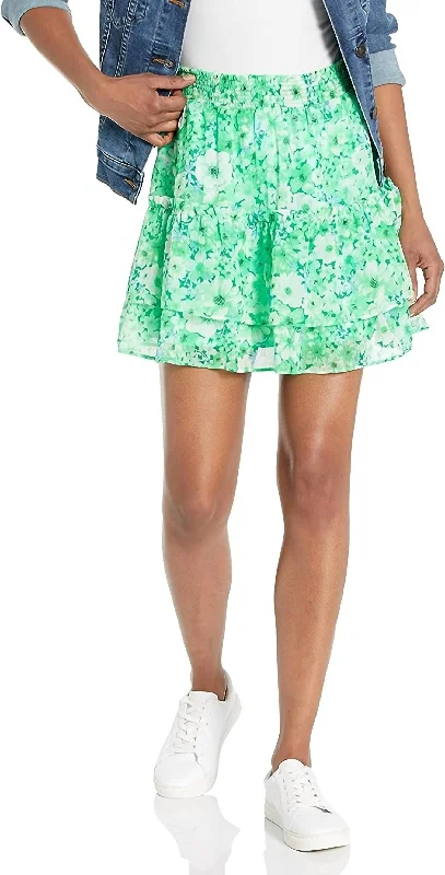 women's bodycon mini skirtsBeat Goes Chiffon Skirt In Basil