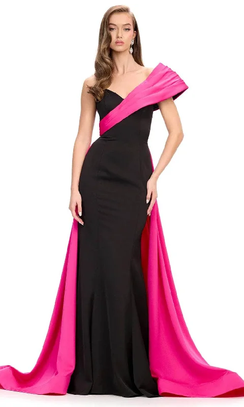 women's silk dressesAshley Lauren 11735 - One-Shoulder A-Line Evening Gown