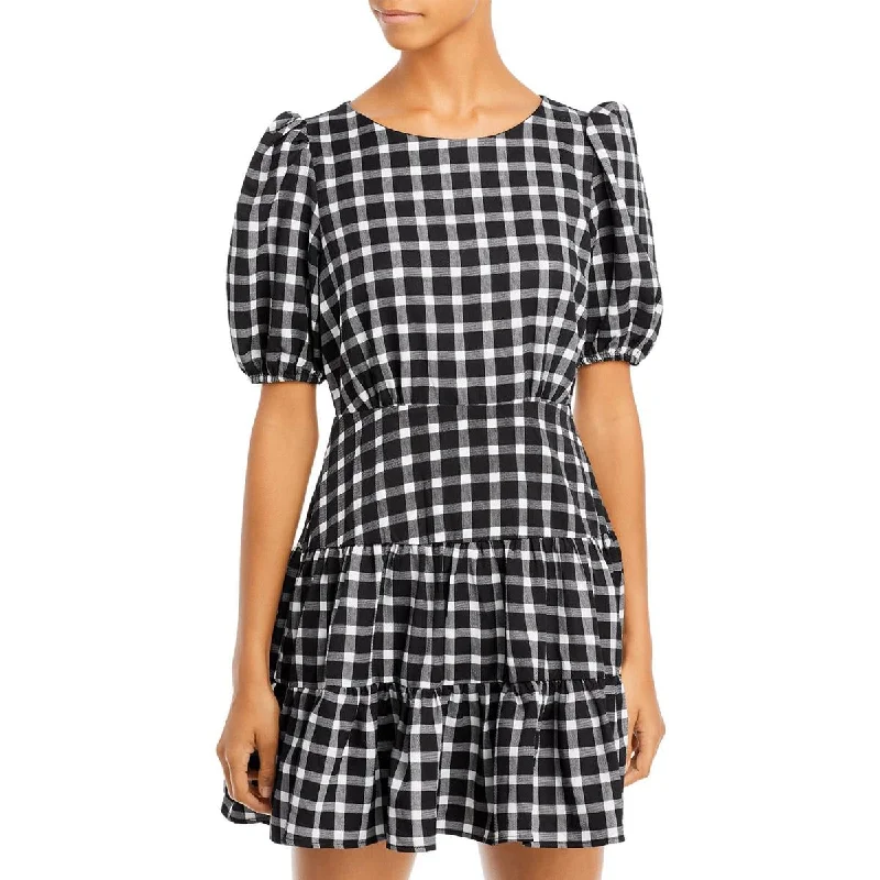 women's halter dressesWomens Plaid Short Mini Dress