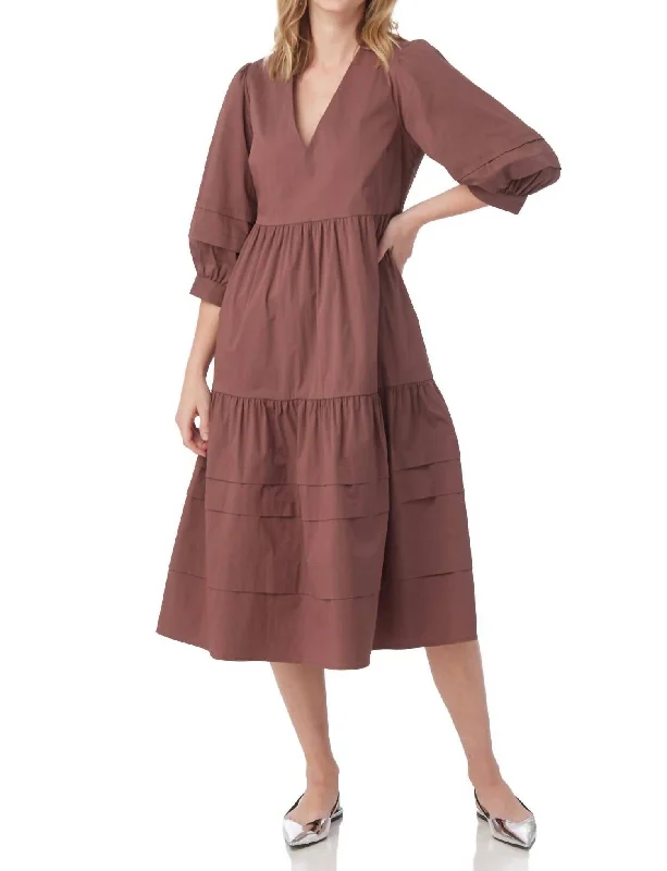 women's beach dressesWylie 3/4 Sleeve Midi Dress In Ember