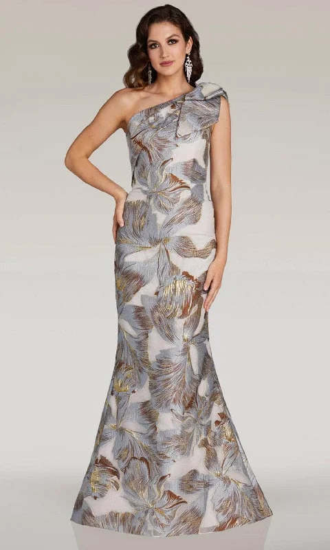 women's floral dressesFeriani Couture 18359 - Floral Print One Shoulder Evening Gown