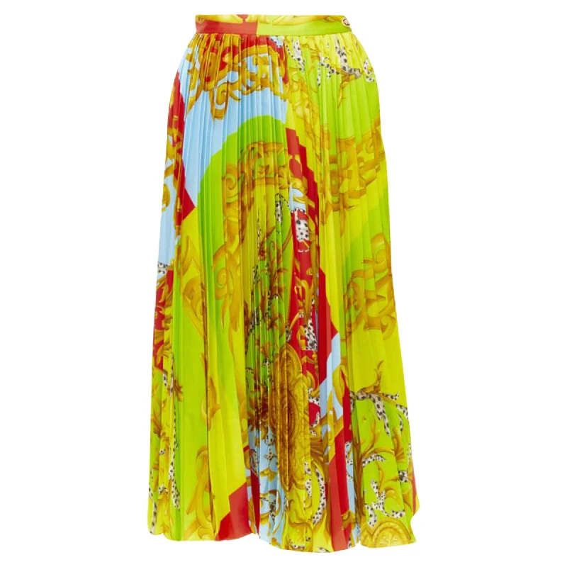 women's versatile work skirtsVersace Barocco AcanthPop Medusa pleated midi skirt