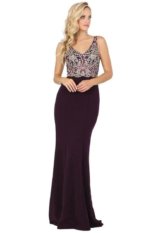 women's midi dressesDancing Queen - Appliqued Sleeveless Evening Dress 2912