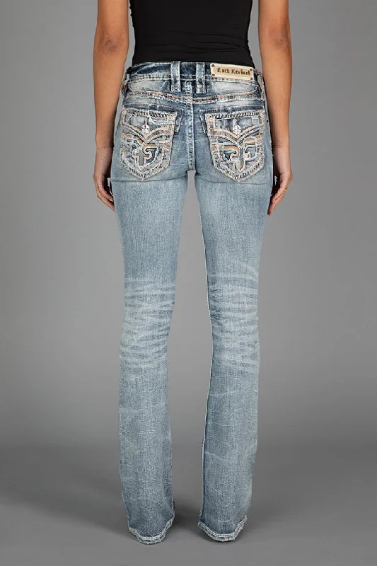 women's denim jeans with embroidered back pocketsELIAN BOOTCUT JEANS