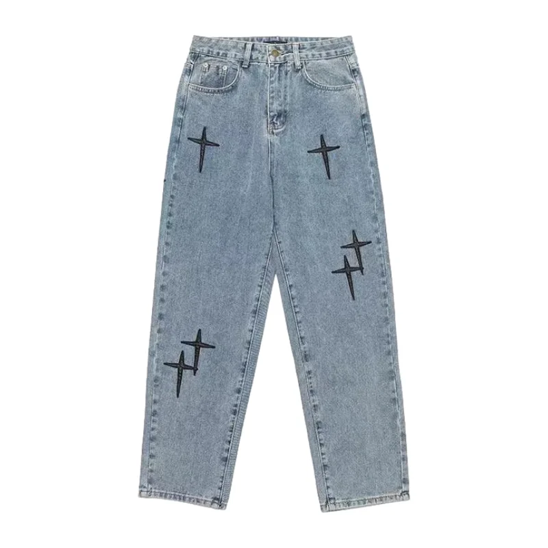 women's denim jeans with cotton blendUrban Cross Graphic Straight Leg Jeans