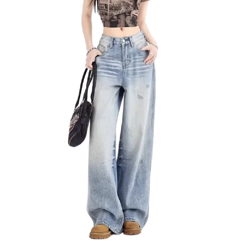 women's denim jeans with animal printsWomen's American Loose Floor-Mopping Jeans