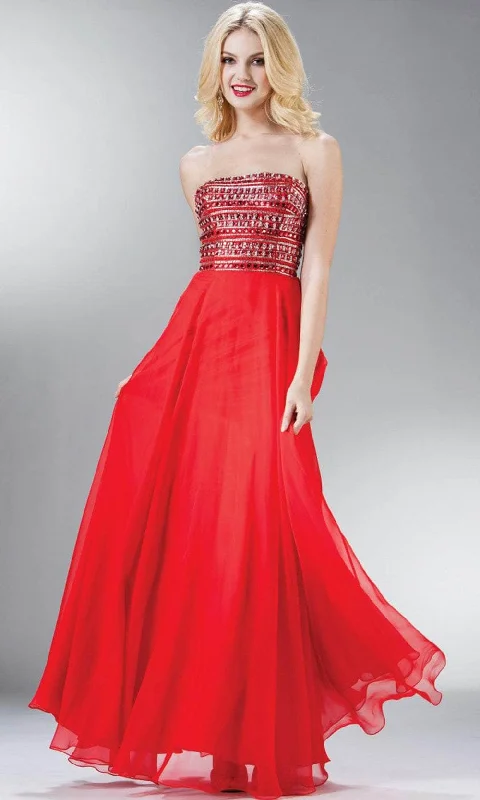 women's casual dressesCinderella Divine JC911 - Beaded Strapless Evening Dress