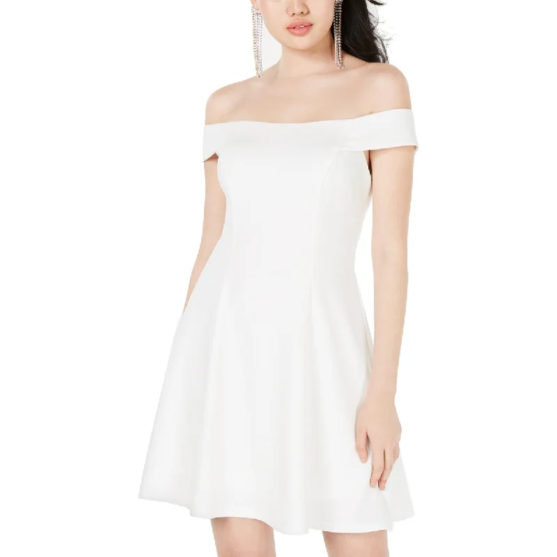 women's made-to-order dressesJuniors Womens Off-The-Shoulder A-Line Mini Dress