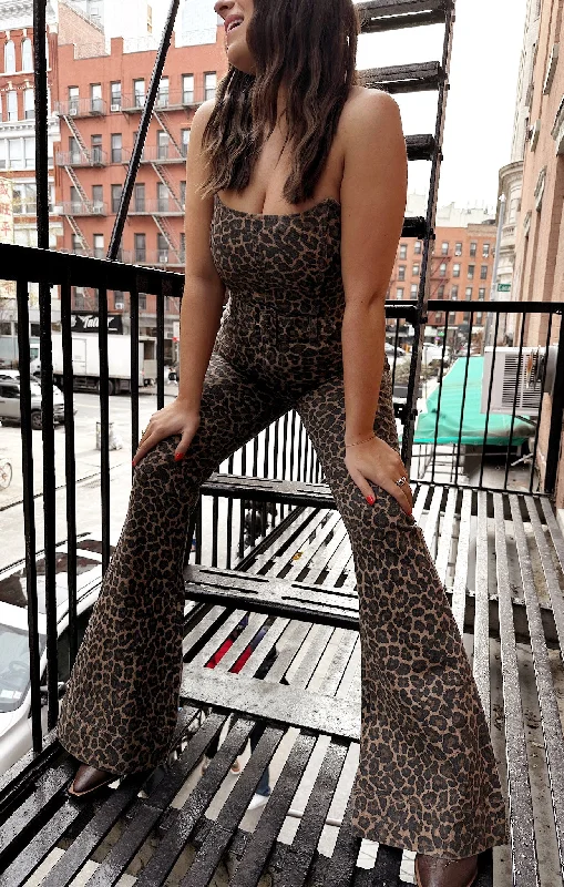 women's jumpsuits for formal eventsSanta Fe Jumpsuit ~ Leopard Latte Denim