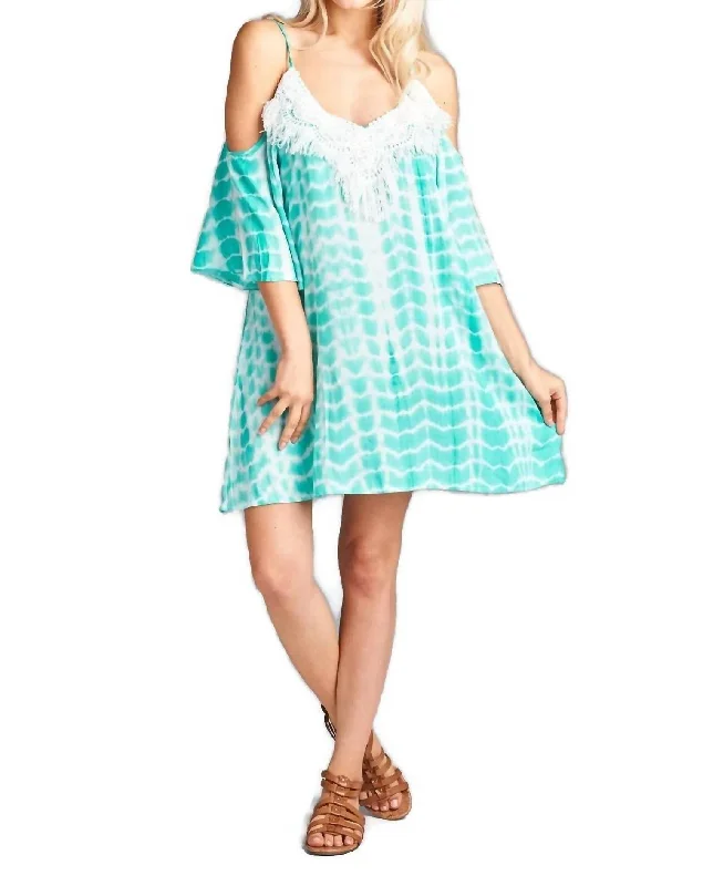 women's plus-size dressesTie Dye & Fringe Mini Dress In Mint