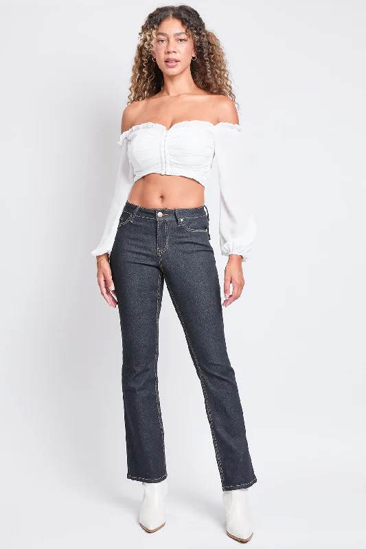 women's mom jeans denimWomen's Bootcut Jeans with Flap Pockets