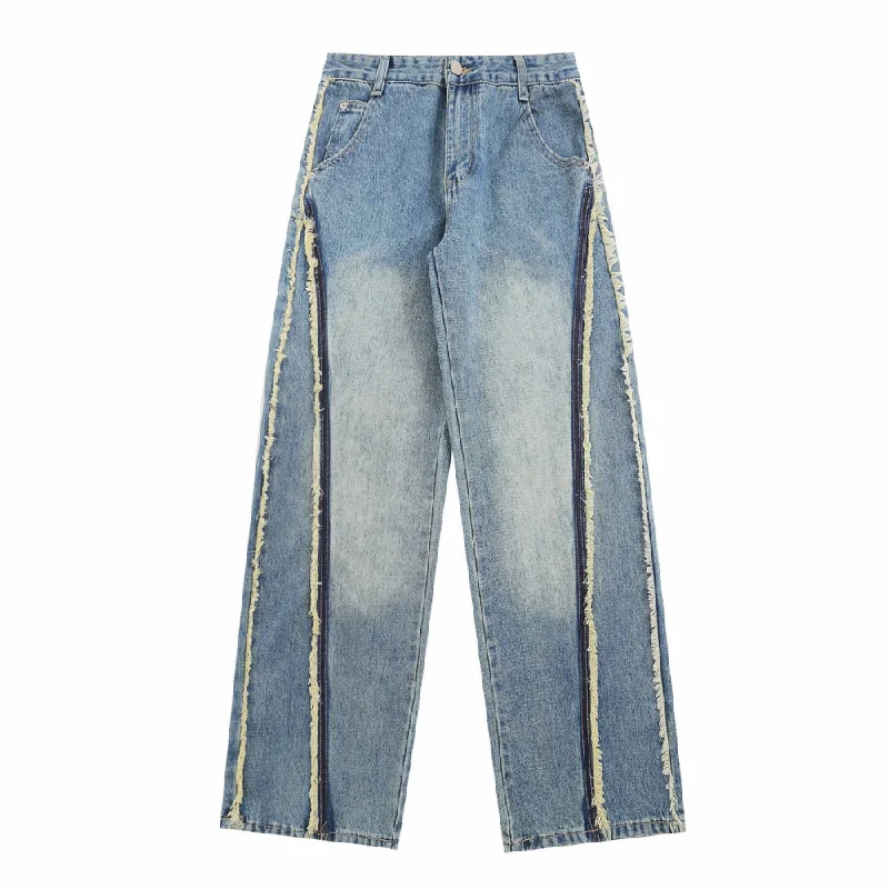 women's ankle-length denim jeansHip-hop Raw edge Washed Jeans