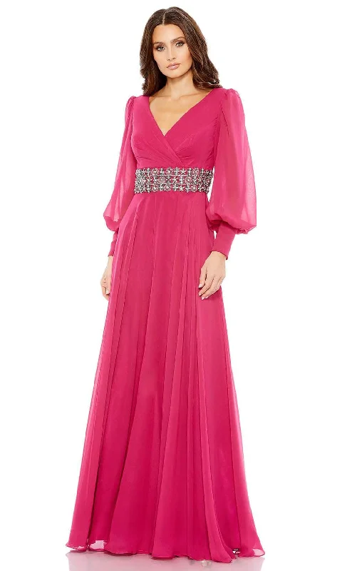 women's ruffle dressesMac Duggal 79390 - Bishop Sleeve Flowy Evening Gown