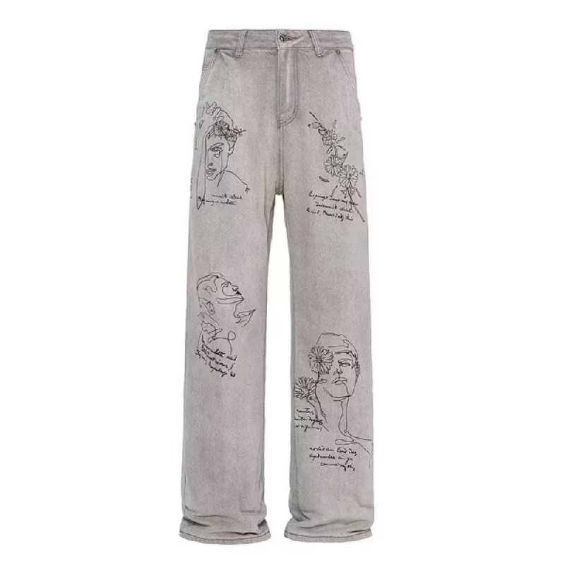 women's denim jeans for apple-shaped bodiesWomen's Hand Painted Graffiti Jeans