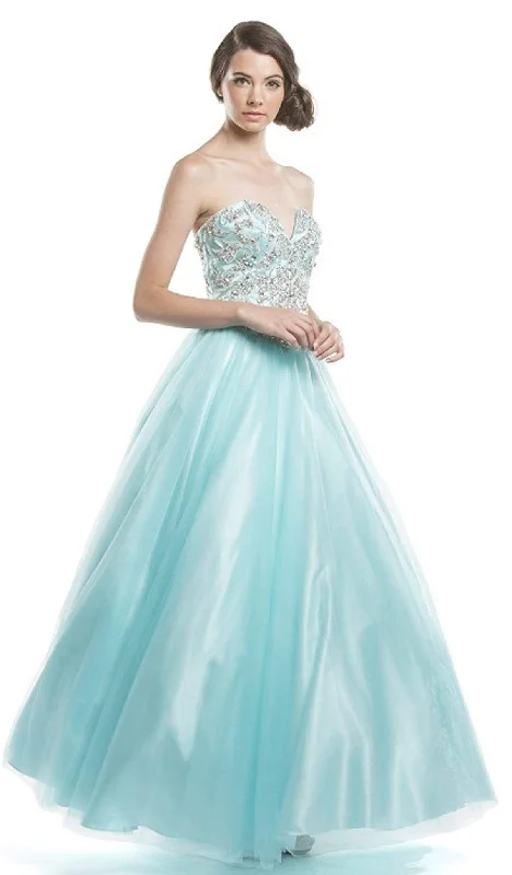 women's mini dressesTrevi Collection - Crystal Embellished Strapless Evening Gown