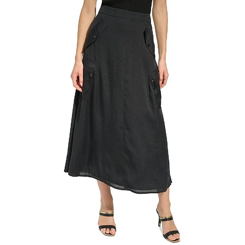 women's chic wrap skirtsWomens Irridescent Zipper A-Line Skirt