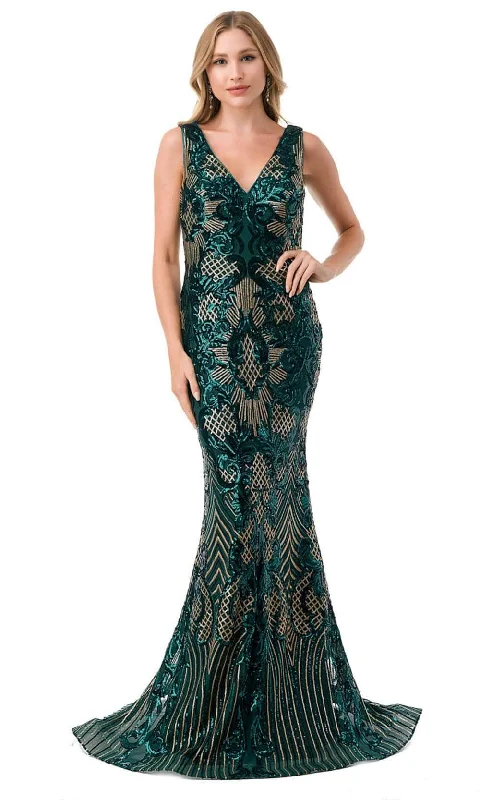 women's handmade dressesTrevi Collection M2803Y - Embellished Mermaid Evening Gown