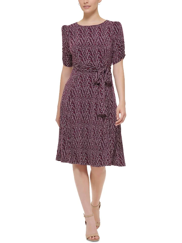 women's bell-sleeved dressesWomens Belted Calf Midi Dress