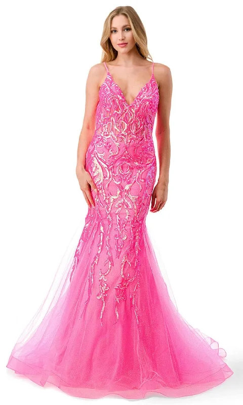 women's versatile dressesTrevi Collection L2807M - Illusion Corset Sequin Evening Gown