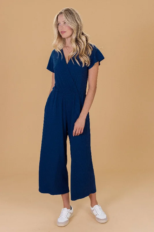 women's jumpsuits with metallic finishesJumpsuit Ella Blue