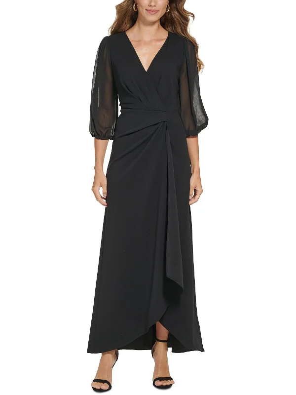 women's made-to-order dressesWomens Crepe Faux Wrap Midi Dress