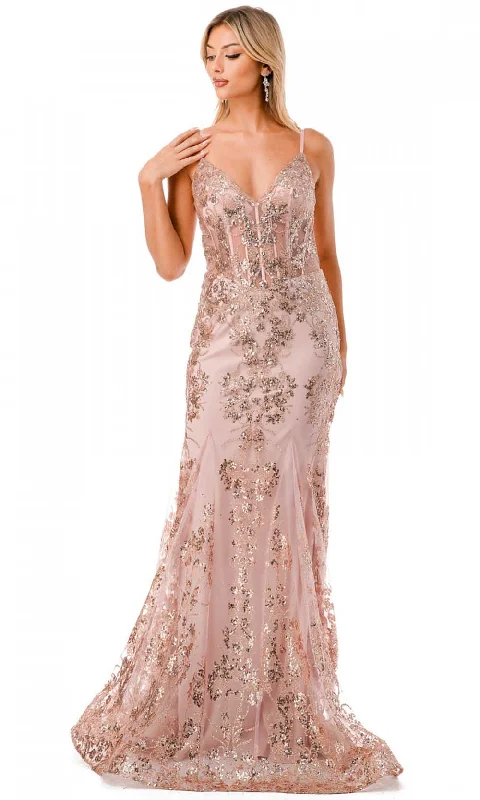 women's unique dressesTrevi Collection L2820W - Corset Bodice Mermaid Evening Gown